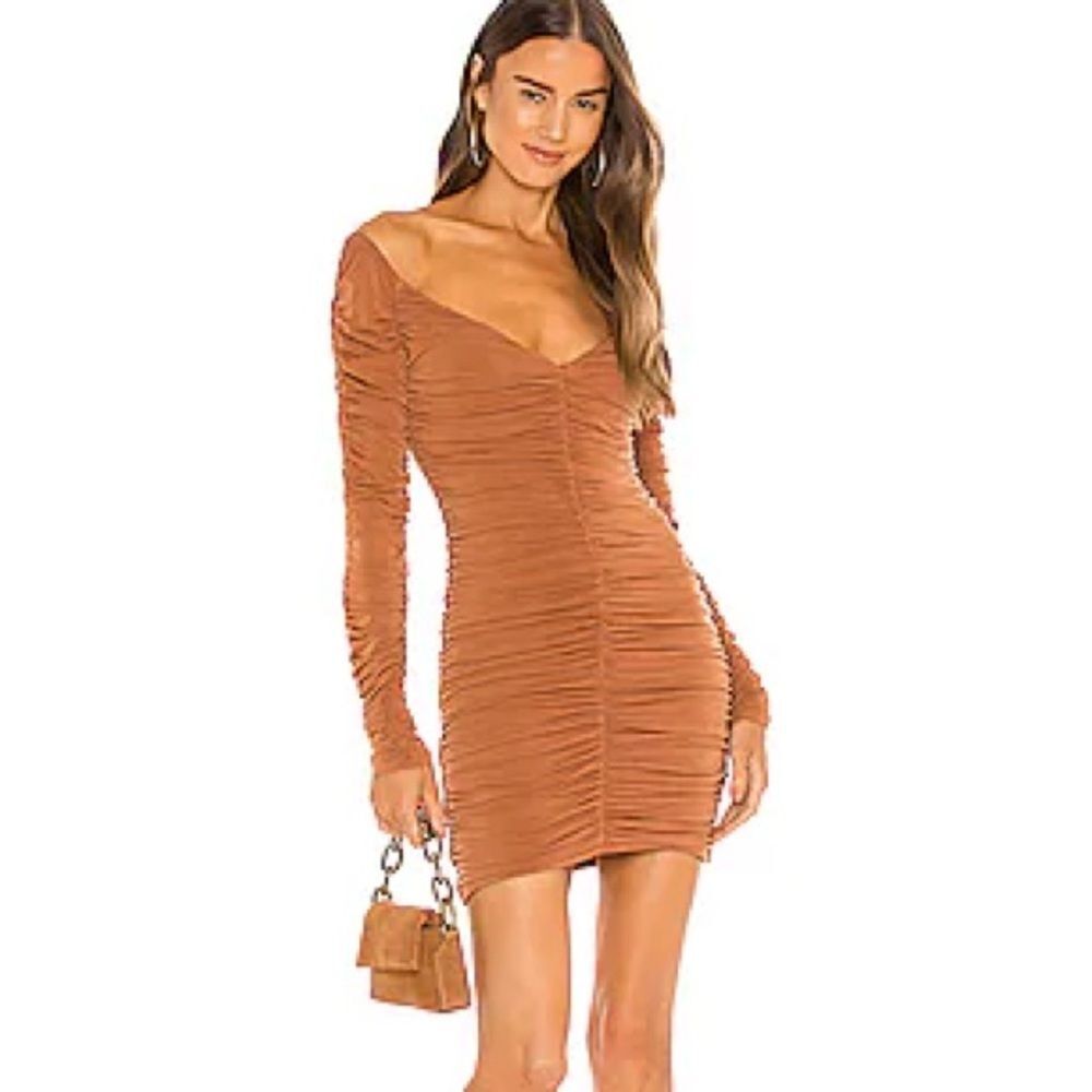 NWT REVOLVE x MICHAEL COSTELLO Terra Cotta Ana Mini Dress Ruched Bodycon